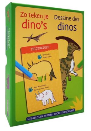 Zo teken je dino's - 12 sjabloonkaarten / Dessine des dinos – 12 cartes pochoirs - 9789044758290