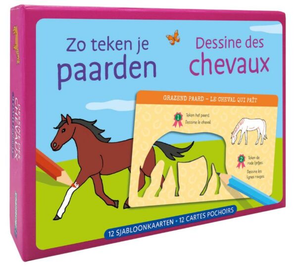 Zo teken je paarden - 12 sjabloonkaarten / Dessine des chevaux – 12 cartes pochoirs - 9789044758306