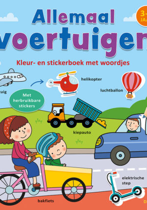 Kleur- en stickerboek met woordjes - Allemaal voertuigen (3-5 j.) - 9789044764215